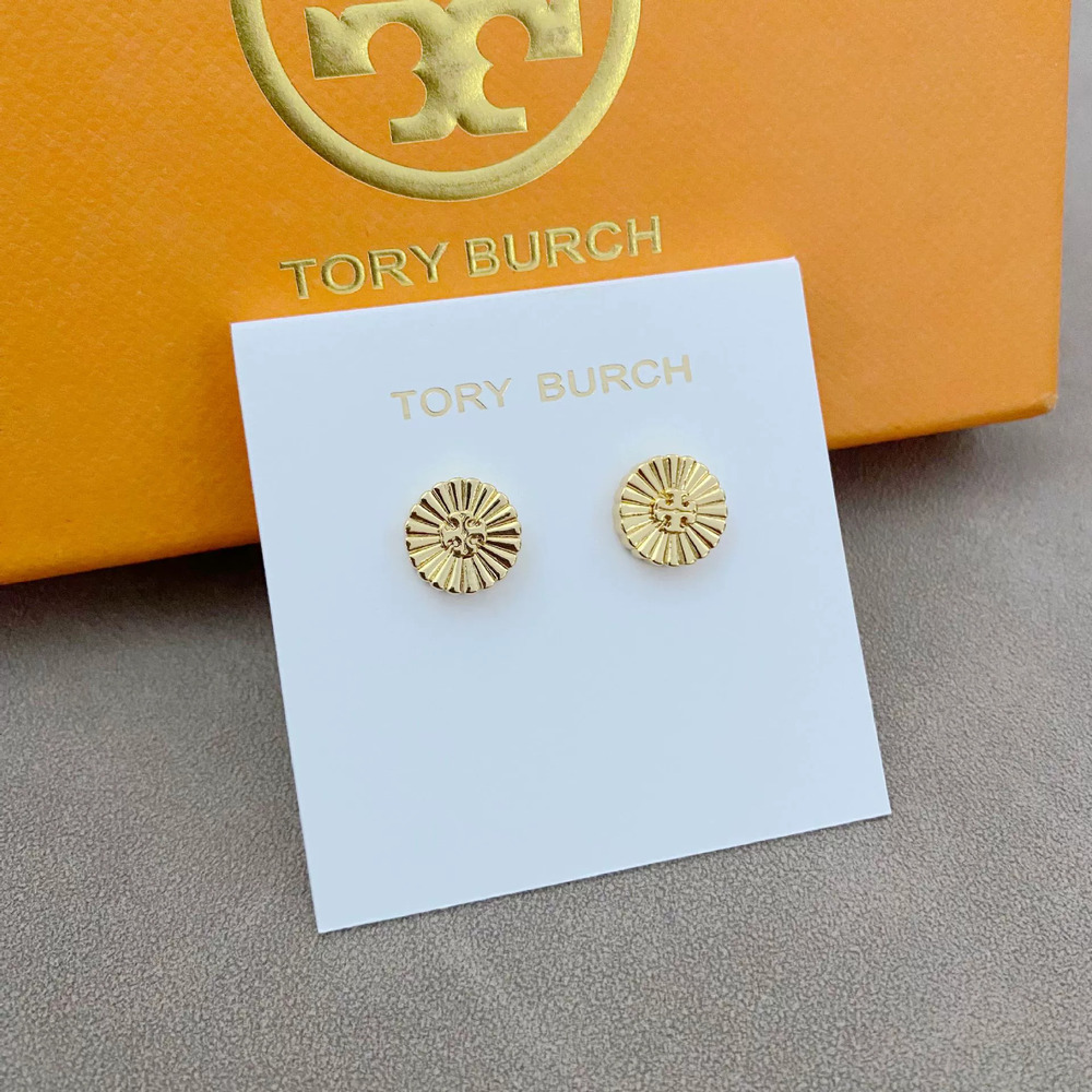 Tory Burch Letter Round Stud Earrings